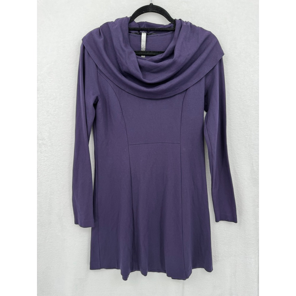 Kensie Purple Eggplant Cowl Neck Long Sleeve Fit and Flare Dress M Stretch Mod